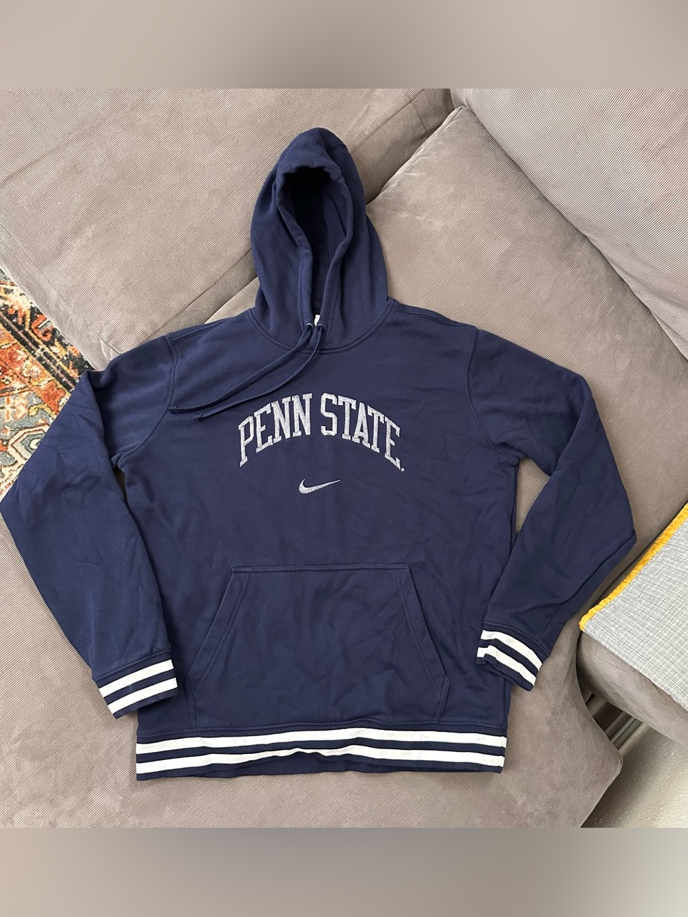 Penn State Nike Hoodie Men's Large Navy Blue Pullover Center Swoosh NCAA